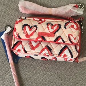 NWT Vera Bradley Pink Hearts Wristlet/ Crossbody